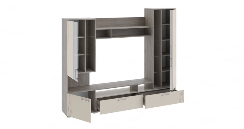 Гостиная Флай ТД 264.03.11 Дуб Сонома трюфель/Бежевый глянец_0