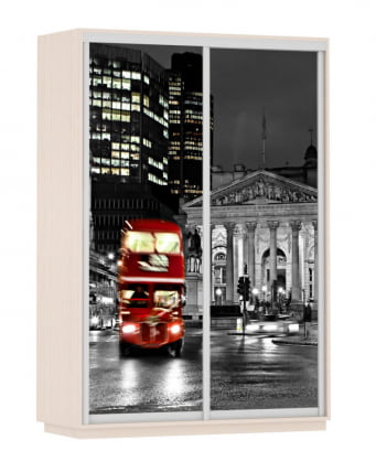 Шкаф-купе двухдверный Экспресс Дуо 1600х2400h Лондон/Белый снег_0