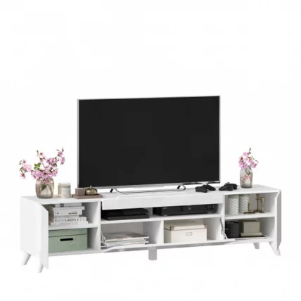 Тумба под ТВ Бруклин 1800 с опорами Белый глянец_3