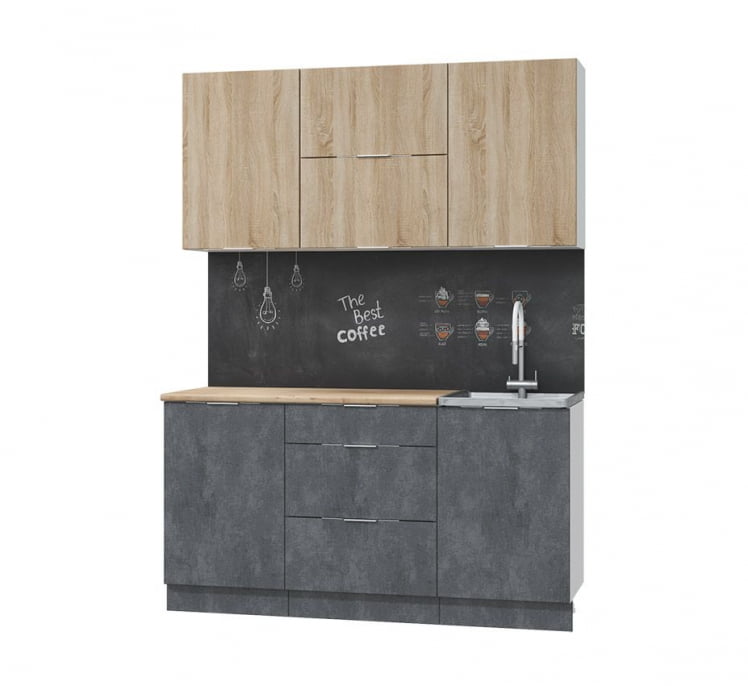 Кух. гарнитур Асти-дуб сонома 1.6, белый/ дуб сонома/ бетон темный / ПФ дуб бунратти (б/с 500)_0