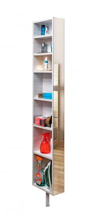 Поворотный зеркальный шкаф Зум Шелф Беленый дуб_0