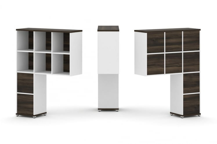 Надставка на стол высокая односторонняя + задняя стенка (8 шт.) + блок с 2-мя ящиками (1 шт.) + блок с 1-м ящиком (1 шт.) CONCEPT CN.ONV-007 Дуб Мали Белый бриллиант Белый металл_0