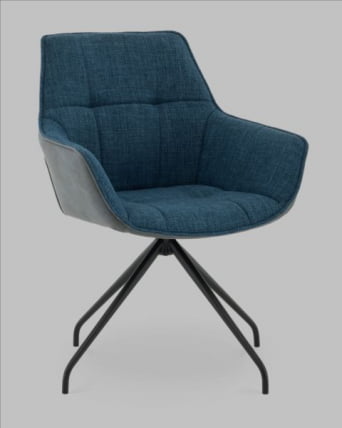 Кресло вращающееся Кимберли рогожка/замша синий_0