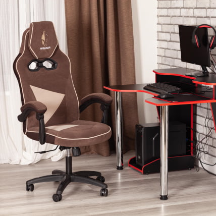 Кресло ARENA флок , коричневый/бежевый, 6/7_18