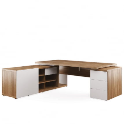 Стол рабочий на креденции и тумбе левый ZIO28511031 Орех_0