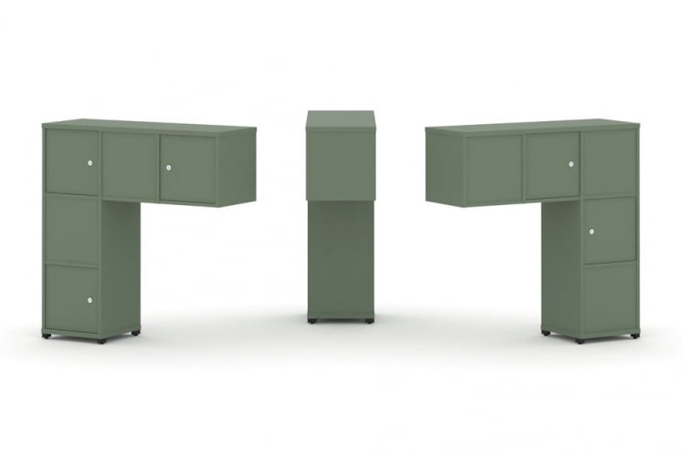 Надставка на стол низкая двухсторонняя + задняя стенка (5 шт.) + распашной фасад (5 шт.) CONCEPT CN.DNN-007 Кобо Черный металл_0