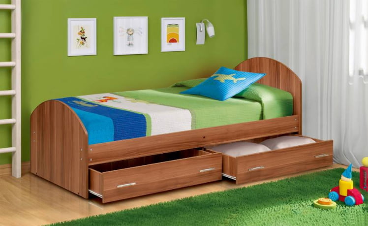 Кровать с ящиками на уголках №2 ЛДСП 700*2000 Ясень Шимо светлый_0