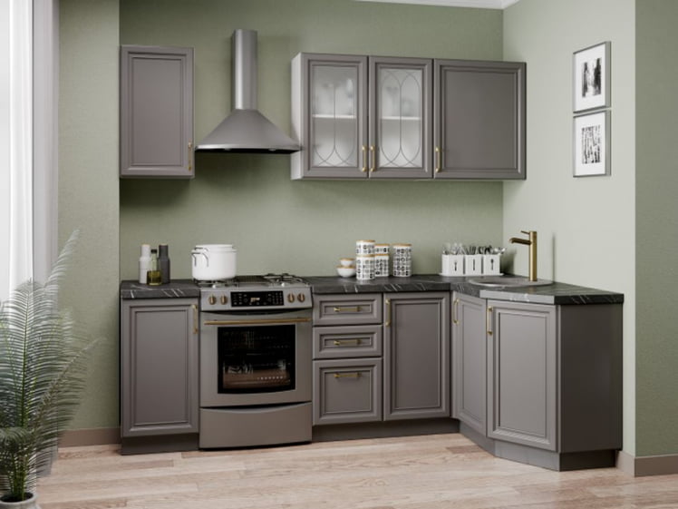 Тумба кухонная 400 с 3 ящиками ЛЮКС (4) Джелатто ЛД 241.880.000.120 Белый Оникс серый_2