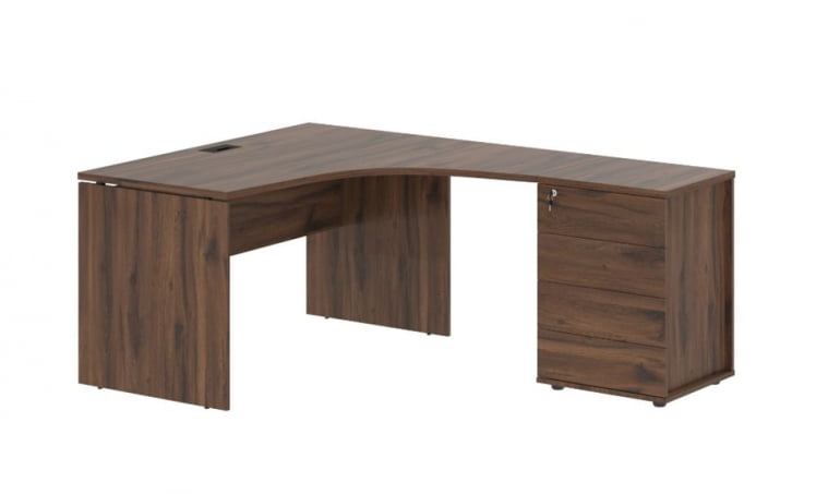 Стол эргономичный с тумбой правый EDIS EDCET 1318 R Дуб Денвер темный Черный_0