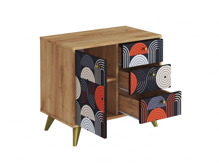 Комод Фьюжн КМ-002 дуб крафт золотой/VINIL_1