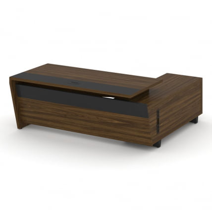 Стол руководителя с опорной тумбой, левый Corner COR.SRT-20(L) Орех Лоренцо Графит_0