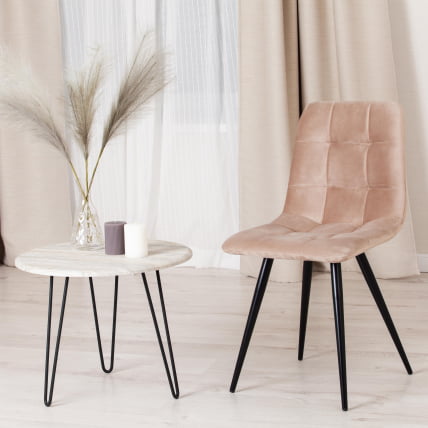 Стул CHILLY (mod. 7095-1) ткань/металл, 45x53х88 см, высота до сиденья 50 см, бежевый barkhat 5/черный_9