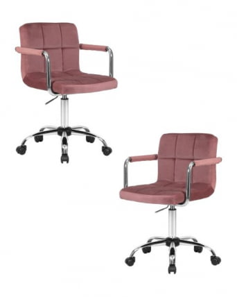 Офисное кресло для персонала ДОБРИН ТЕРРЙ (пудрово-розовый велюр (МДЖ9-32)) 2 шт / DOBRIN TERRY (MJ9-32))_0