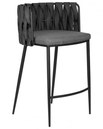 Стул полубарный ДОБРИН АМЕЛИА CОУНТЕР (серая ткань (Ф-48), темно-серый винтажный ПУ (МФ-12)) 4 шт / DOBRIN AMELIA COUNTER (F-48), PU (MF-12))_2
