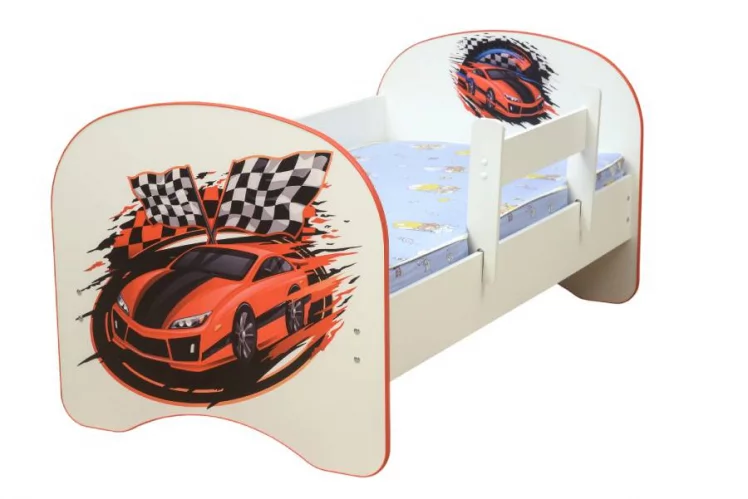Кровать детская с фотопечатью без ящика 700*1400 Машина_0