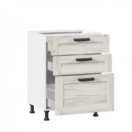 Тумба кухонная 600 с 3 ящиками (4) Винченца ЛД 234.140.000.010 Белый Дуб Крафт белый_1