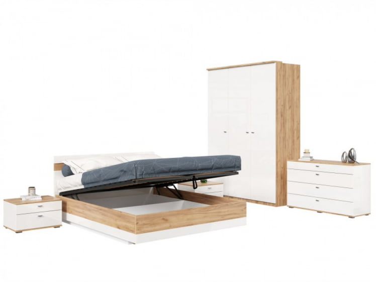 Спальный гарнитур Фиджи №6 Дуб Золотой Белый_0