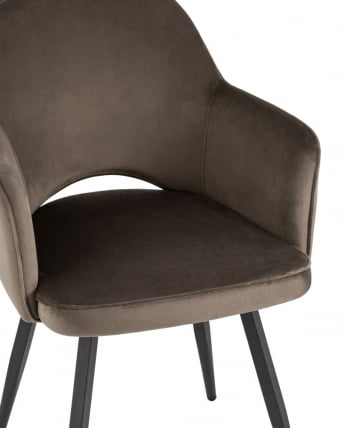 Стул Венера вращающийся велюр коричневый с подлокотниками_5