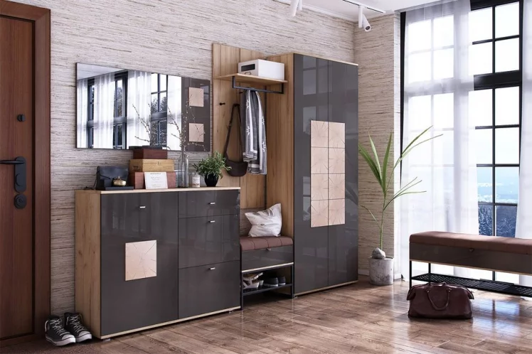 Шкаф одностворчатый Фиджи ЛД 659.300 М Дуб золотой Антрацит_2