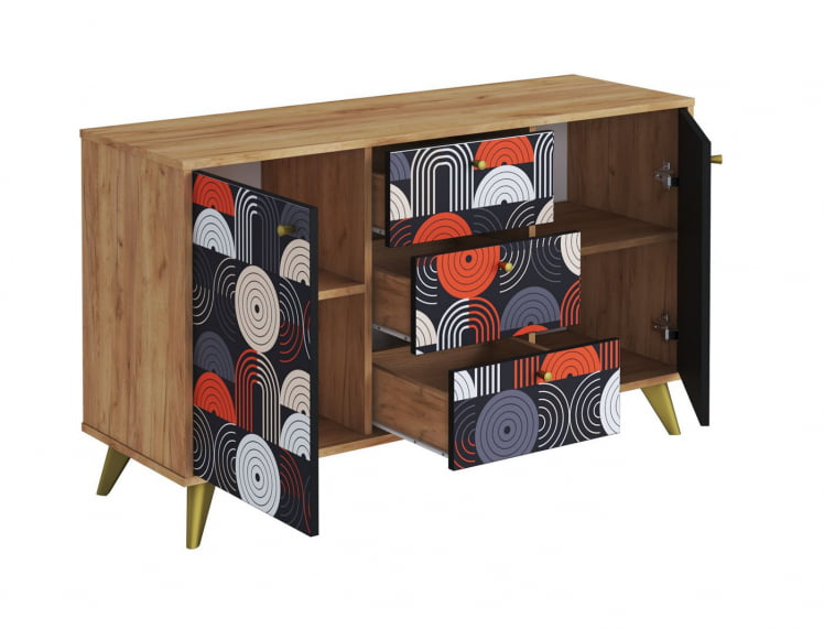 Комод Фьюжн КМ-003 дуб крафт золотой/VINIL_1