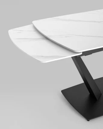 Обеденный стол раскладной Клео120-180 Белый мрамор_4