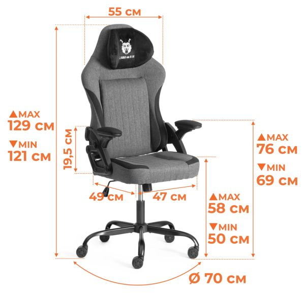 Кресло iWolf ткань, черный/коричневый_19