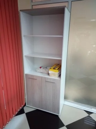 Шкаф 4 широкий верх открытый, низ закрытый Deka 10.19.111 Дуб Сантана светлый/Белый_11