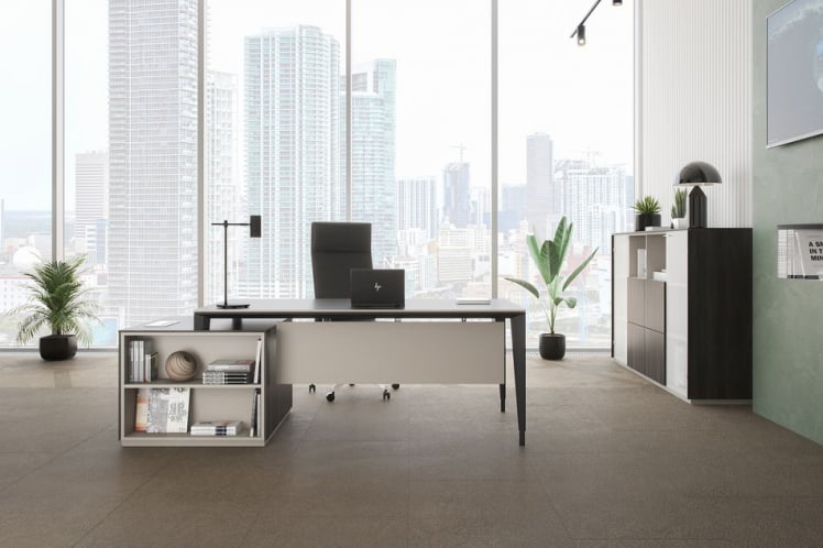 Комплект мебели для кабинета руководителя Atlas №04 Бренсон Трюфель Серый камень Антрацит_1