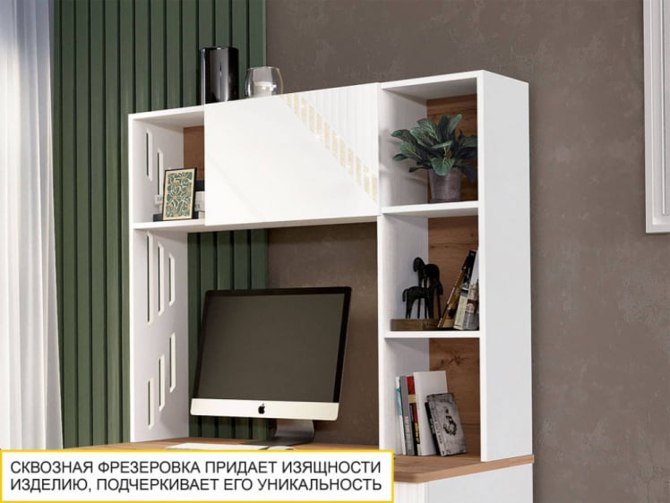 Надстройка (лев/прав) Монако 903.25 Дуб Вотан / Белый шпон / Альпийский белый_3