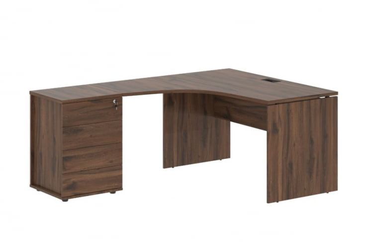 Стол эргономичный с тумбой левый EDIS EDCET 1318 L Дуб Денвер темный Черный_0