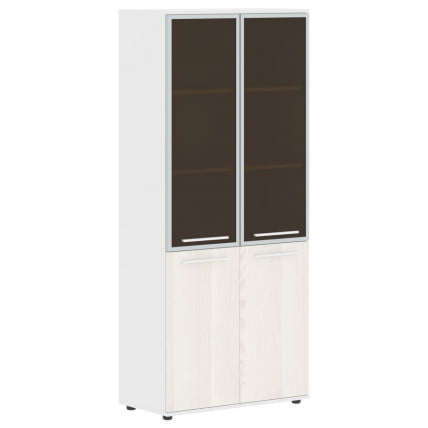 Шкаф комбинированный  с дверьми в металлической раме ЕДИС ЕХCС 85.7 Ясень Траун Белый Белый / EDIS EHCS_0