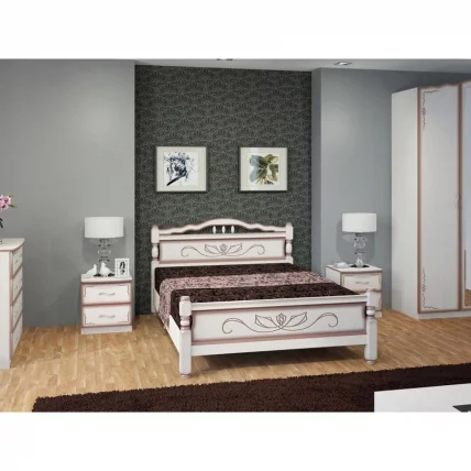 Кровать из массива Карина-5 200х120 Слоновая кость_1