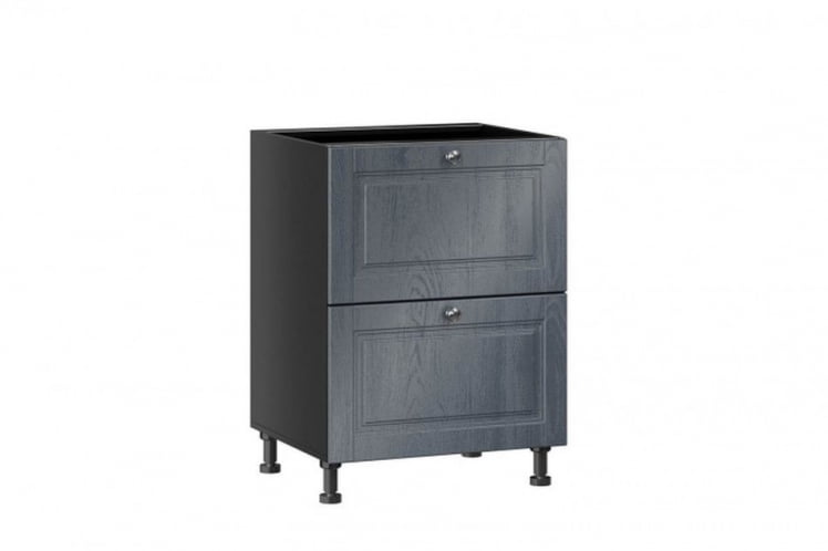 Тумба кухонная 600 с 2 ящиками (4) Мокка ЛД 274.130.000.131 Черная Дуб фактурный антрацит_0