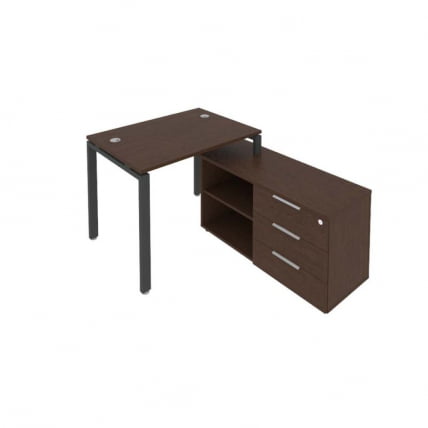 Рабочая станция на П-образном м/к с опорной тумбой правая Metal System БП.РС-СТС-2.1 Пр Венге/Антрацит_0
