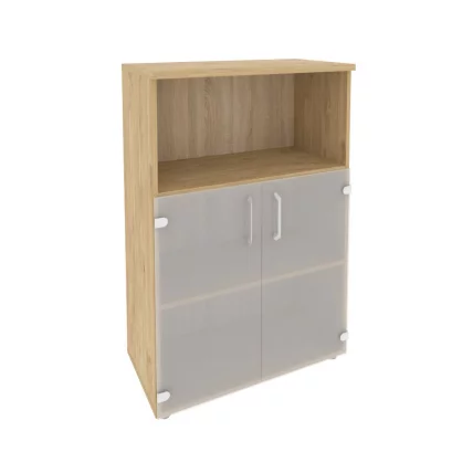 Шкаф средний широкий (2 низких фасада стекло) ONIX O.ST-2.2 Тиквуд Светлый_0