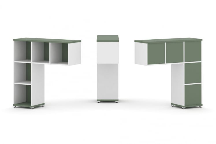 Надставка на стол низкая односторонняя + задняя стенка 5шт. CONCEPT CN.ONN-001 Кобо Белый бриллиант Белый металл_0