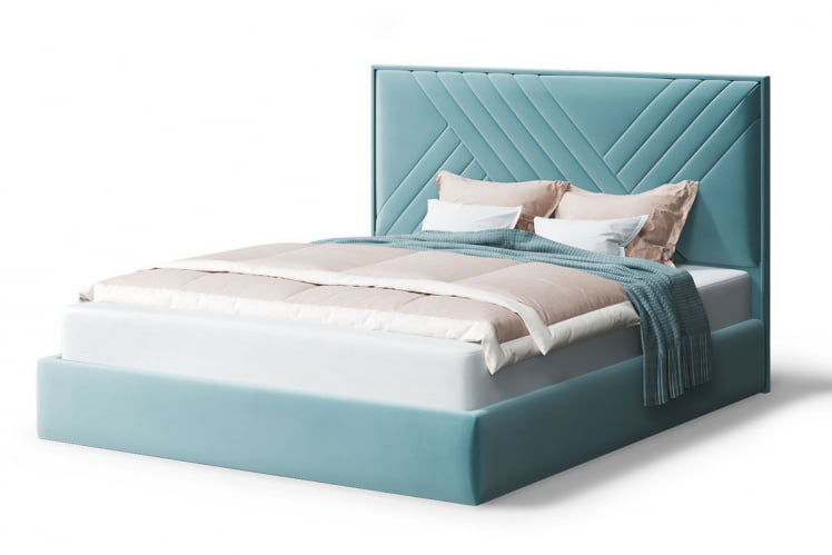 Кровать МИРА 2000*1200мм (без опор), велюр NEO 22 (бирюзовый), (б/основания, б/матраса)_0