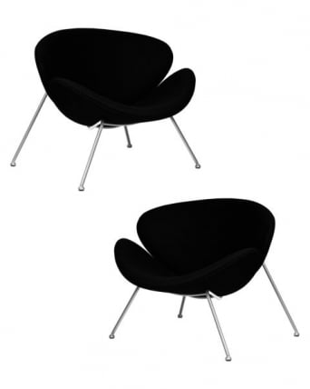 Кресло дизайнерское ДОБРИН ЕМИЛЙ (черный ткань АФ9, хромированная сталь) 2 шт / DOBRIN EMILY AF9,_0