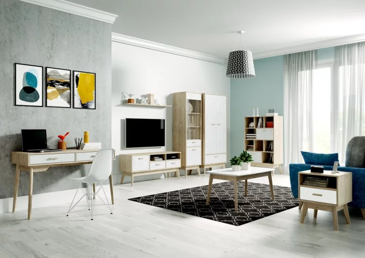 Гостиная Калгари №1 Дуб натуральный светлый-белый матовый_0