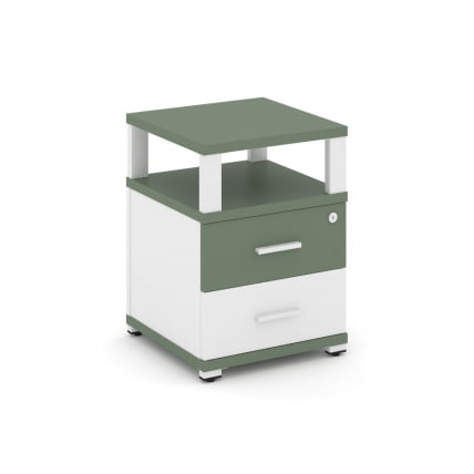 Тумба приставная с 2-мя ящиками и надставкой CONCEPT CN.TUP-002 B/W Кобо Белый бриллиант Белый_0