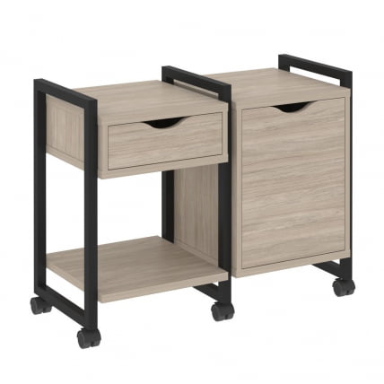 Тумба на колесных опорах наборная. Вариант №3 LOFT VR.L-TN-3.K Металл черный Дуб Аттик_0