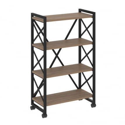 Стеллаж на колесных опорах - 4 полки LOFT  VR.L-MST.K-4.8 Металл черный Дуб Аризона_0