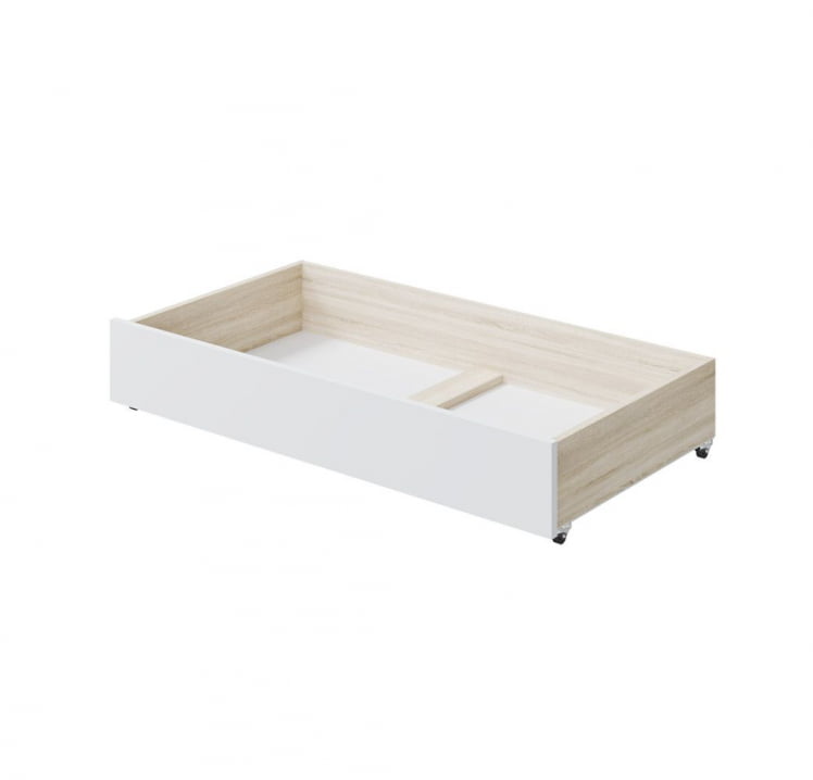 Кровать Лори 1600*2000 мм, с ортопедическим основанием и ящиками, дуб сонома светлый/белый_2