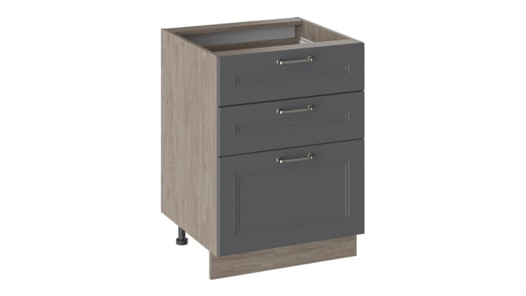 Шкаф напольный с 3-мя ящиками Одри Н3Я_72-60_3Я Дуб Сонома трюфель/Серый шелк_0