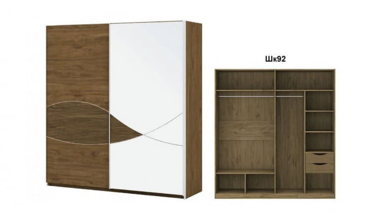 Шкаф-купе 2-х дверный с зеркалом Селеста Шк92 Дуб Велингтон_0