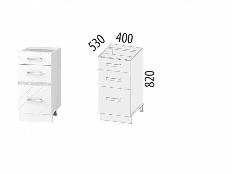 Напольный шкаф (3 ящика с метабоксами) Бьянка 102.59_1
