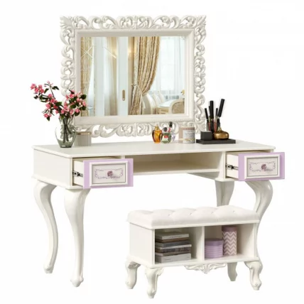 Стол письменный с зеркалом и банкеткой Маркиза 06 Алебастр Шампань_3