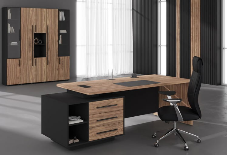 Кабинет руководителя VELION VENEER №05 Американский орех Яшма черная_0