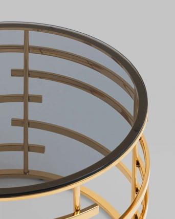 Журнальный столик Инфлюэнс 60*60 стекло smoke сталь Золото_3