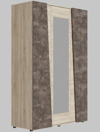 Шкаф трехстворчатый Санремо 02 Дуб сонома светлый Ателье темное_0